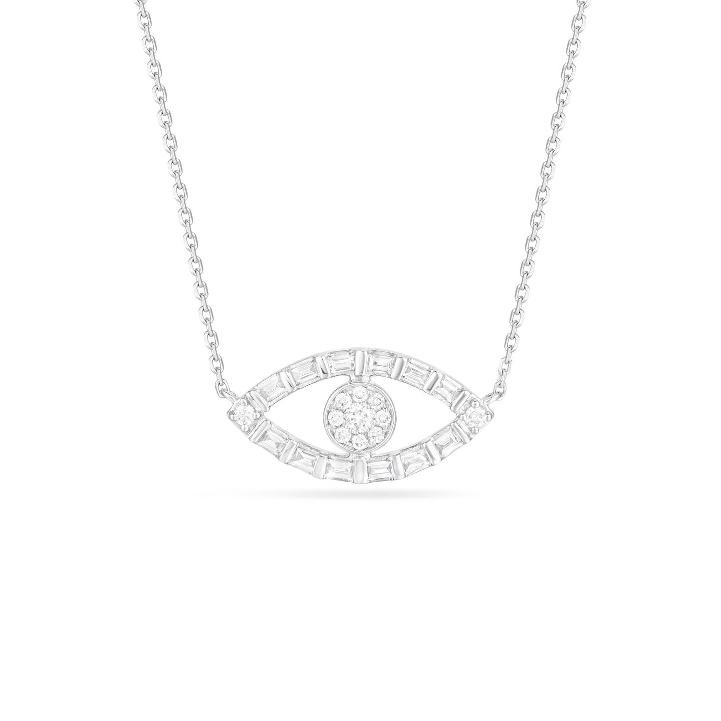 18K Rose Gold Evil Eye Cluster Diamond Necklace