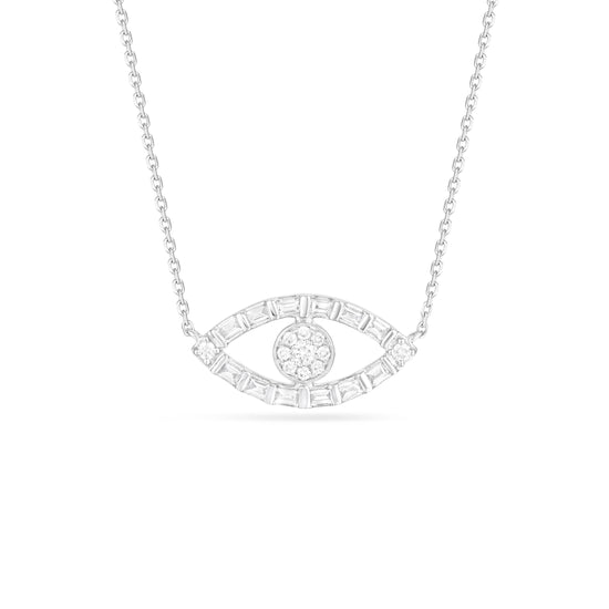 18K Rose Gold Evil Eye Cluster Diamond Necklace