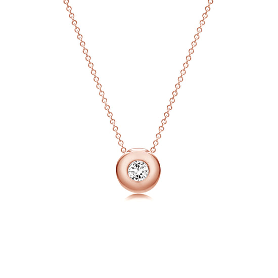 18K Yellow Gold Bezel Set Solitaire Diamond Necklace