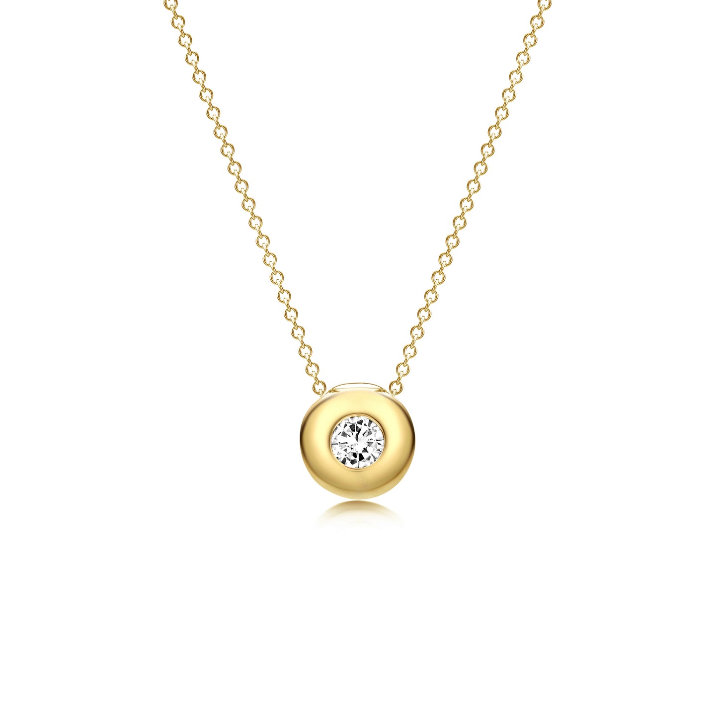 18K Yellow Gold Bezel Set Solitaire Diamond Necklace