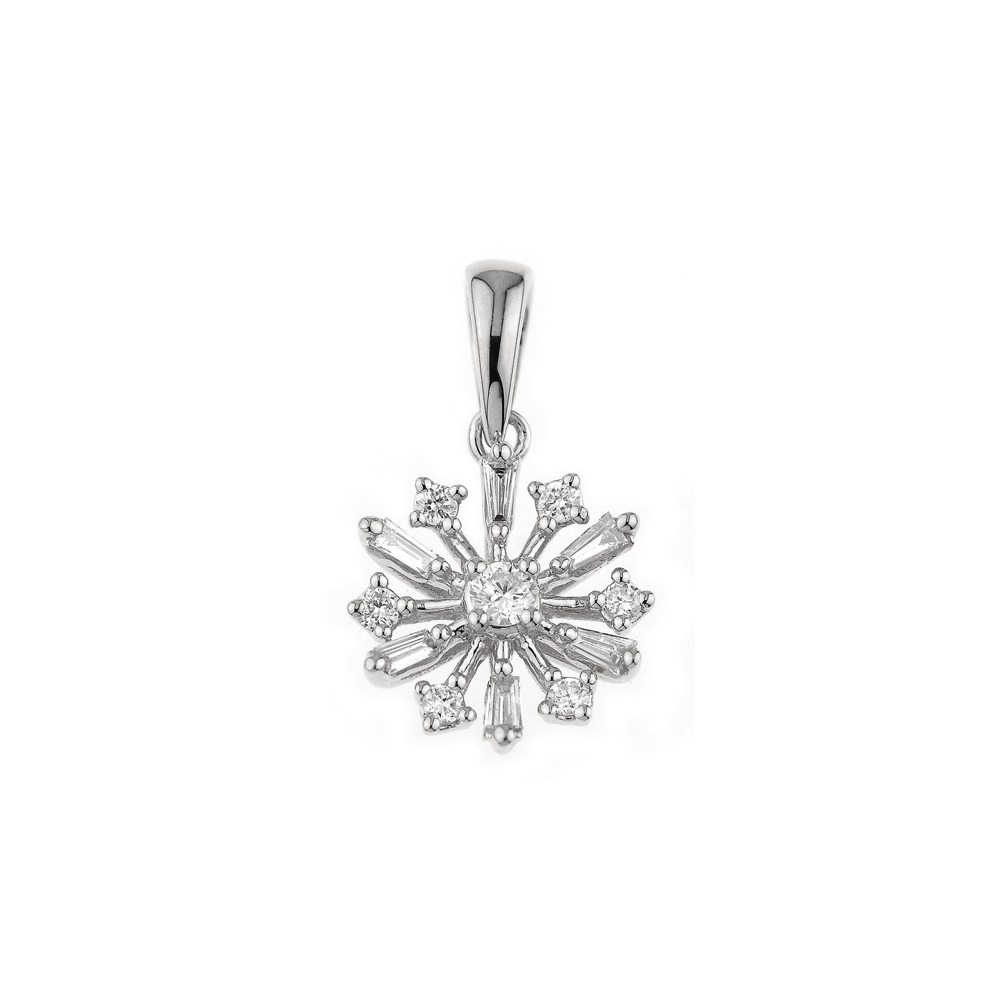 18K White Gold Flower Diamond Pendant