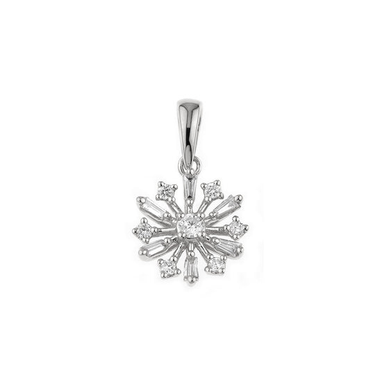 18K White Gold Flower Diamond Pendant