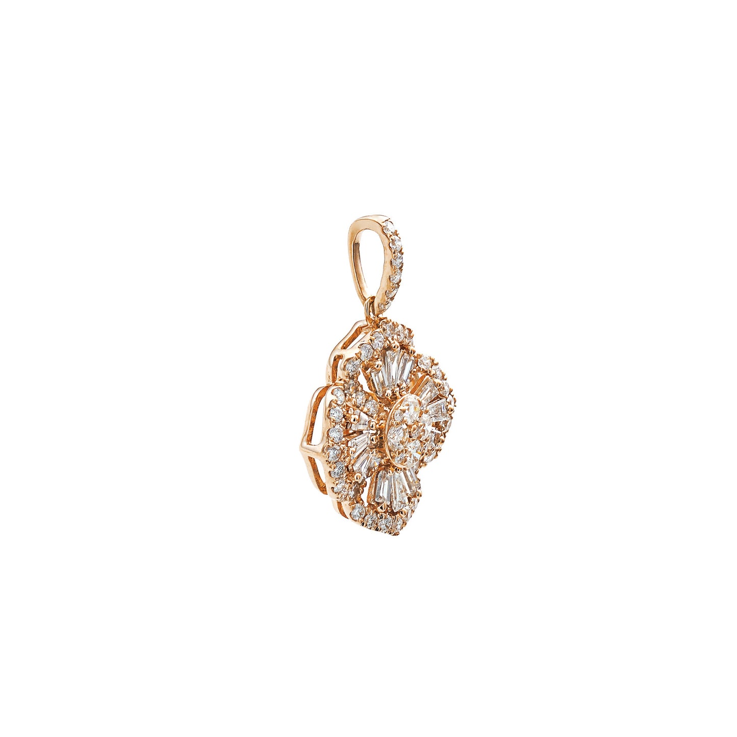 18K Rose Gold Flower Cluster Diamond Pendant