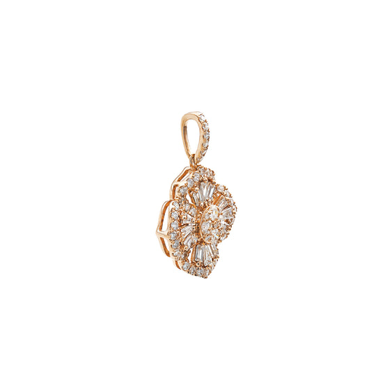 18K Rose Gold Flower Cluster Diamond Pendant