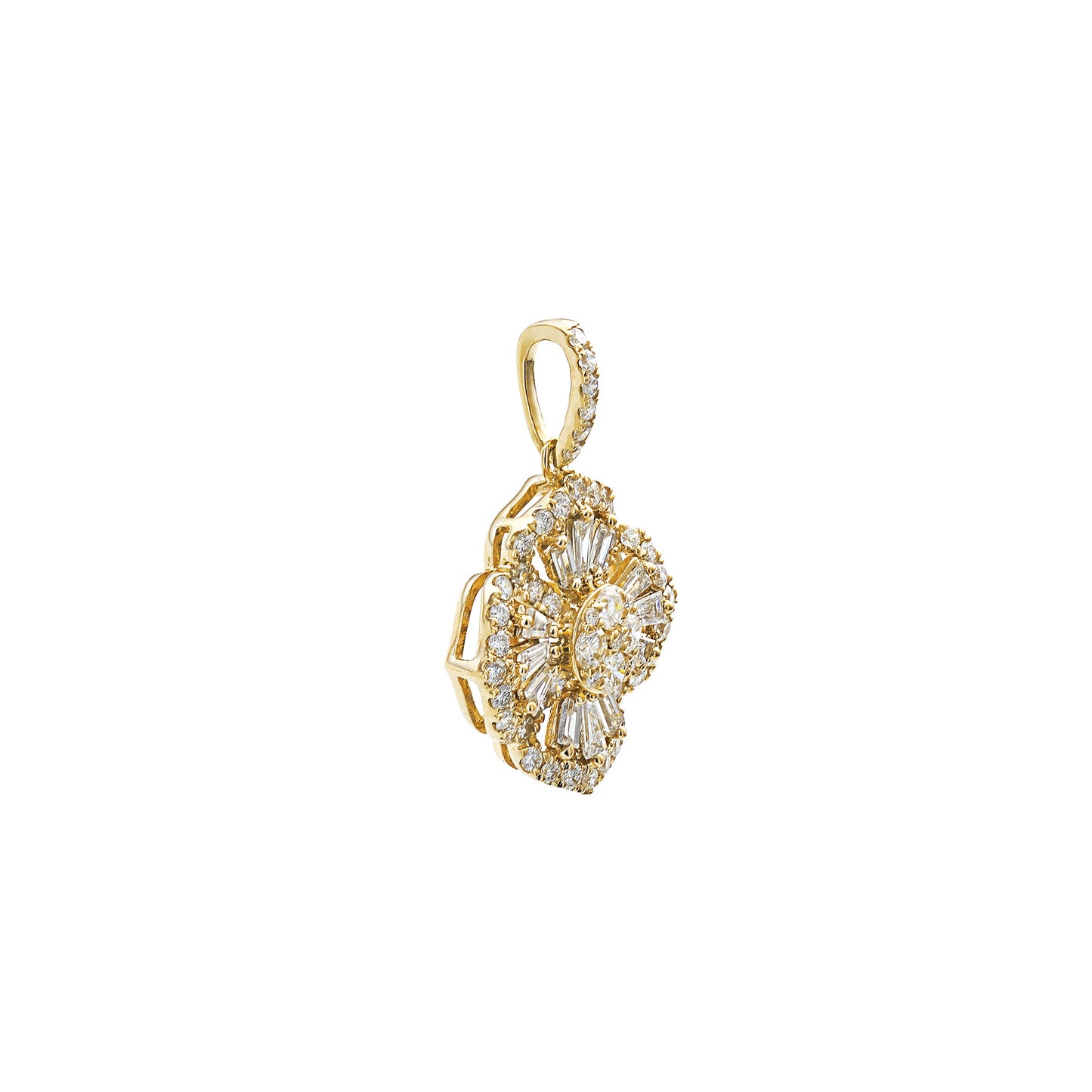 18K Rose Gold Flower Cluster Diamond Pendant