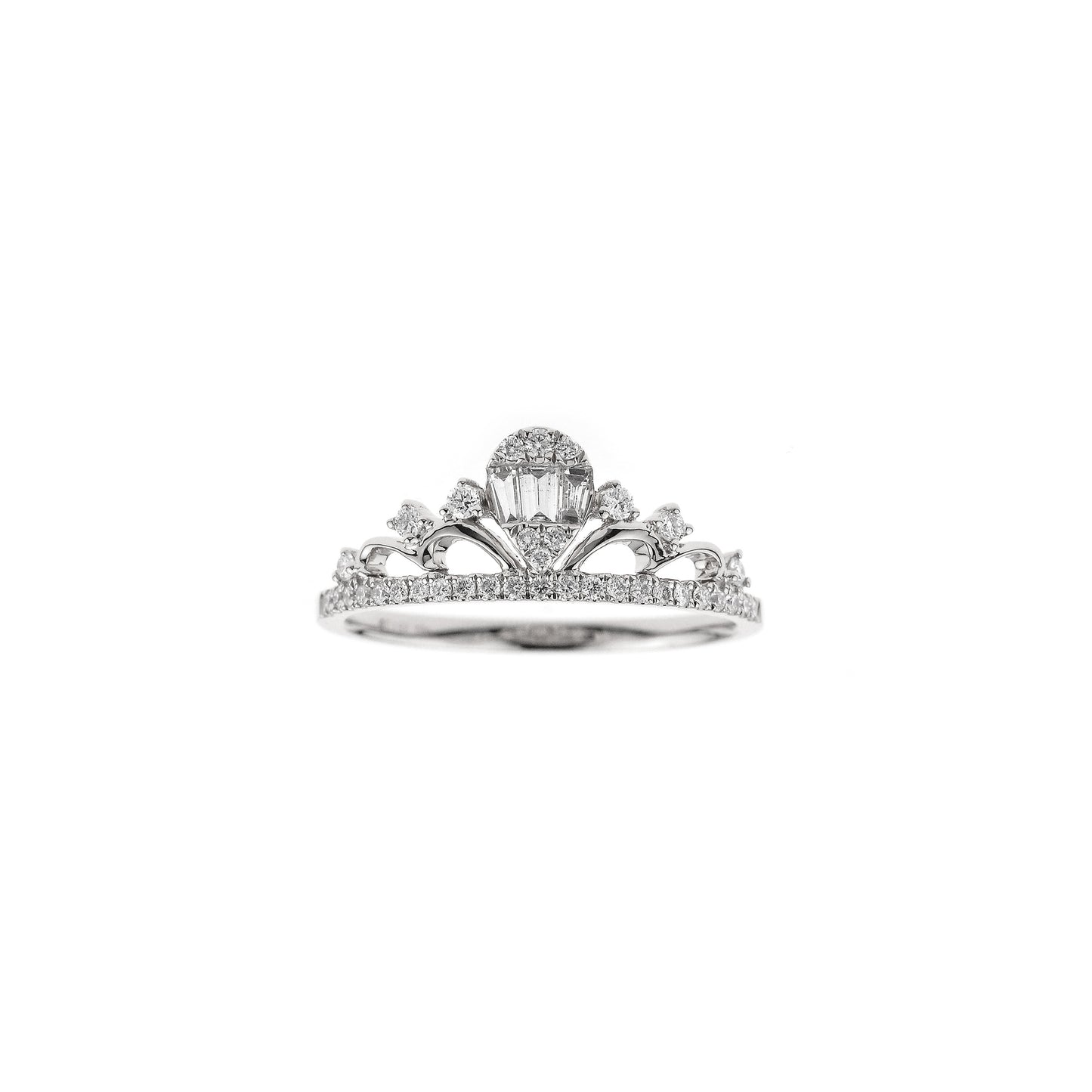 18K White Gold Diamond Cluster Tiara Ring