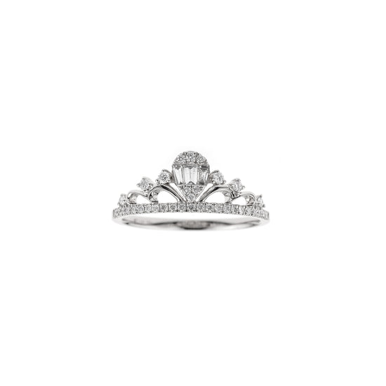 18K White Gold Diamond Cluster Tiara Ring