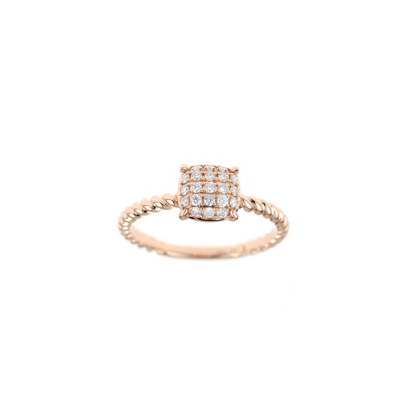 18K White Gold Pave Cushion Diamond Ring