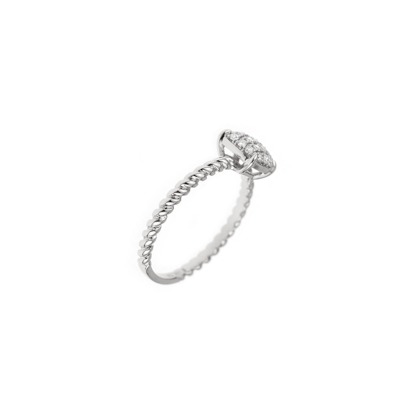 18K White Gold Pave Cushion Diamond Ring