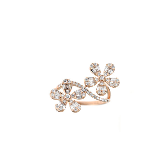 18K Rose Gold Flower Cluster Diamond Dress Ring