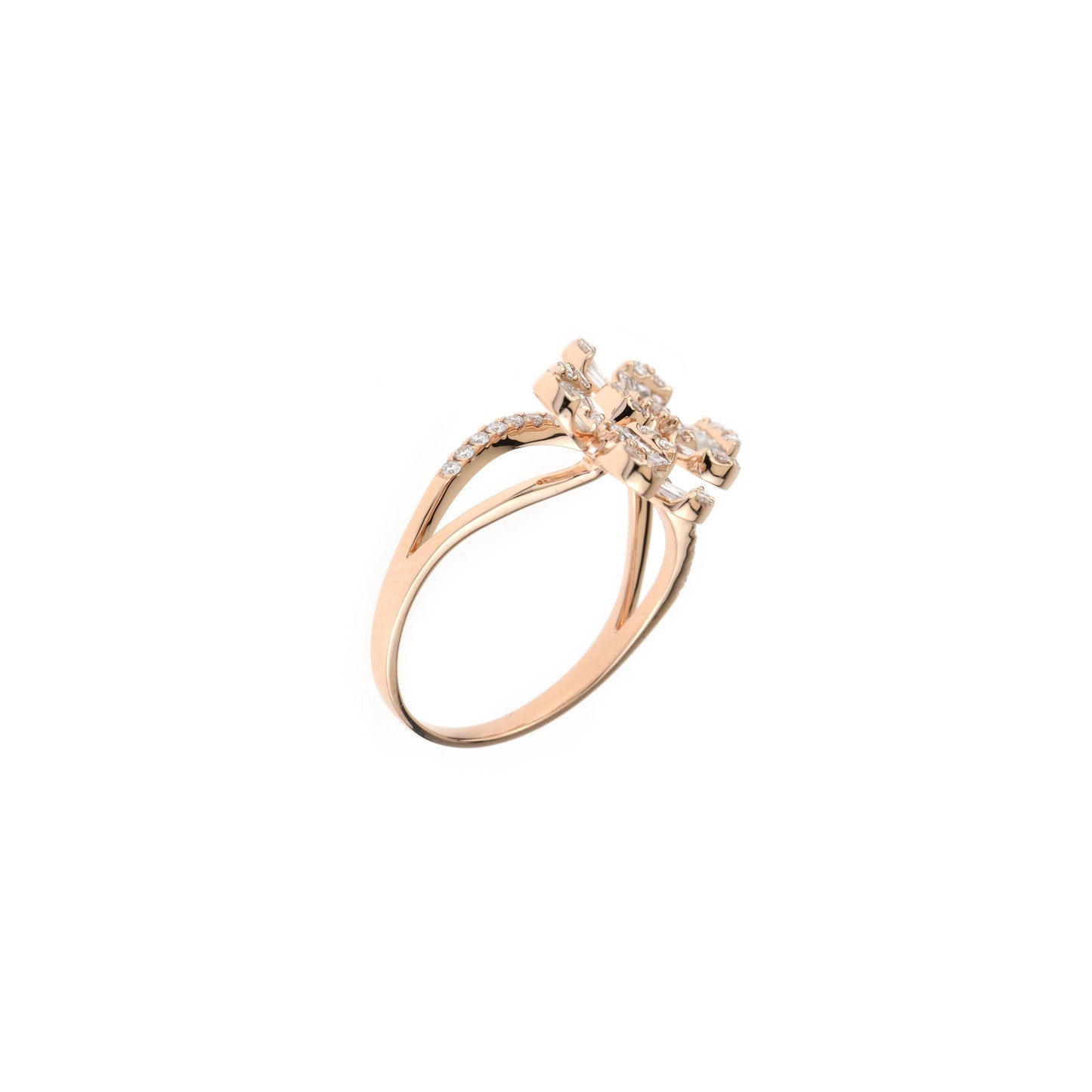 18K Rose Gold Flower Cluster Diamond Dress Ring
